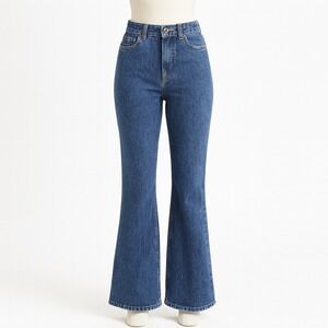 We The Free People Wide Leg Bootcut Flare Jeans Denim Blue Cotton Western 28